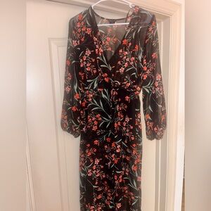 Bohemian Style Red Floral Vintage Dress